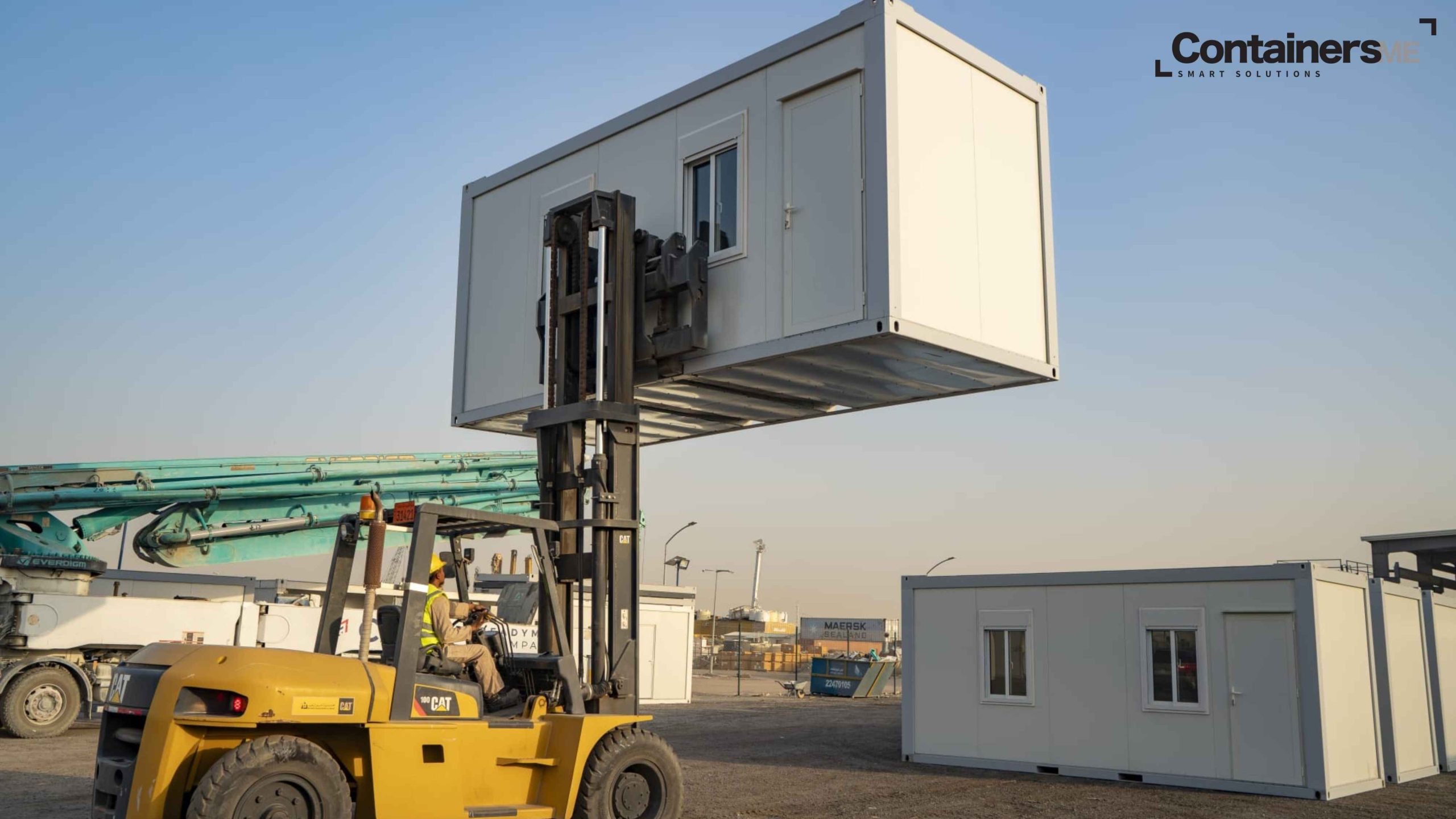 Moving a Modular storage container with a fork lift made using modular mobile container