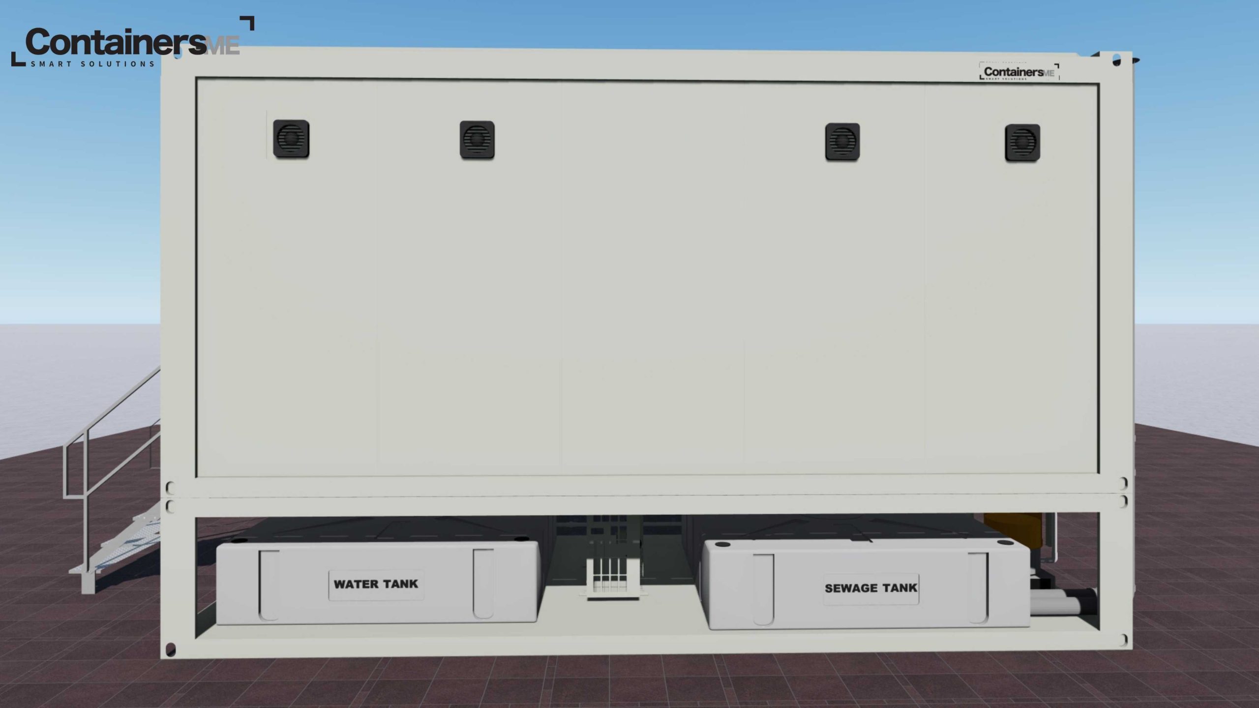 Mobile container toilet attached with septic and water tanks available for both rental and sales