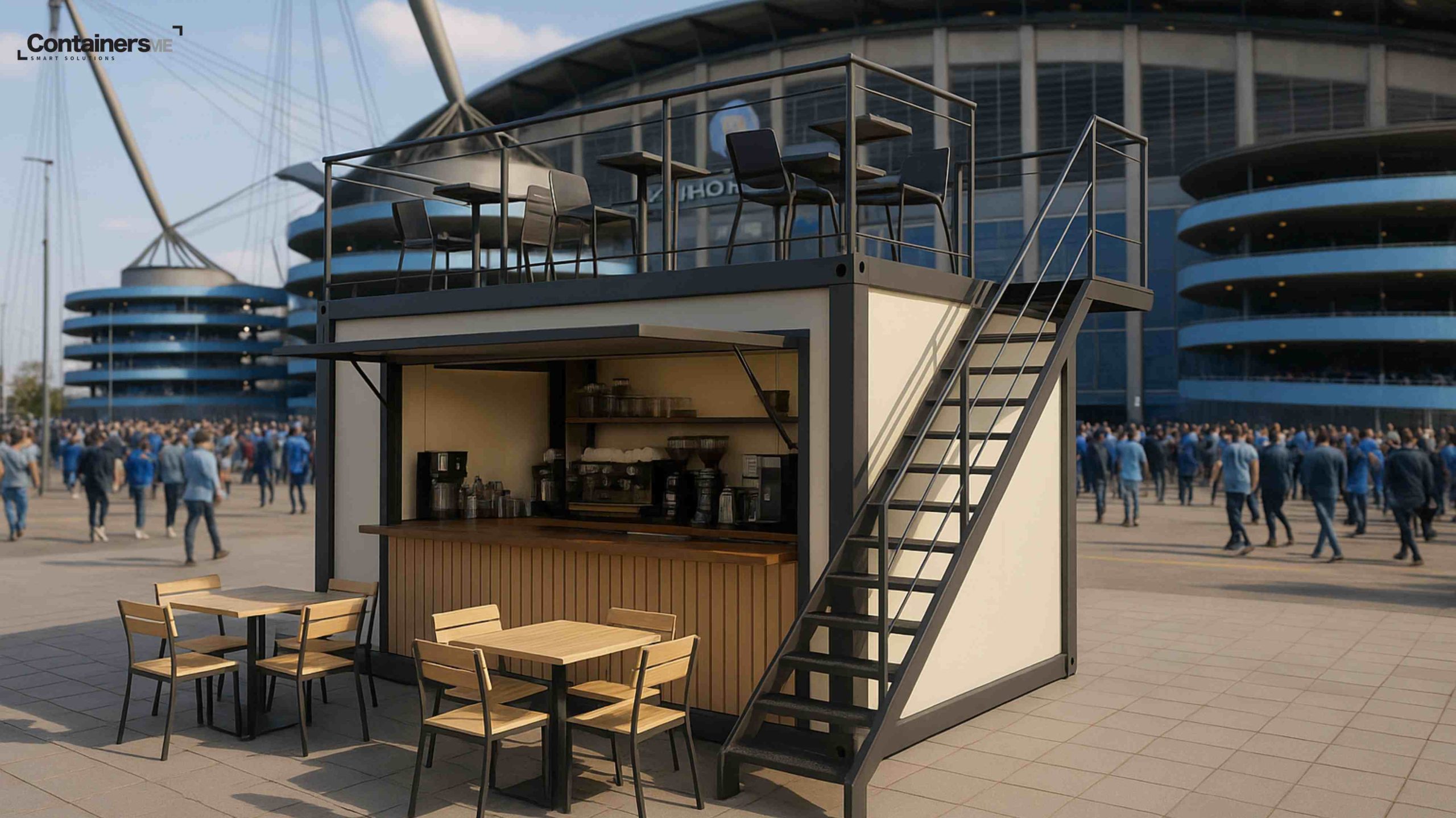 container cafe made using modular mobile container