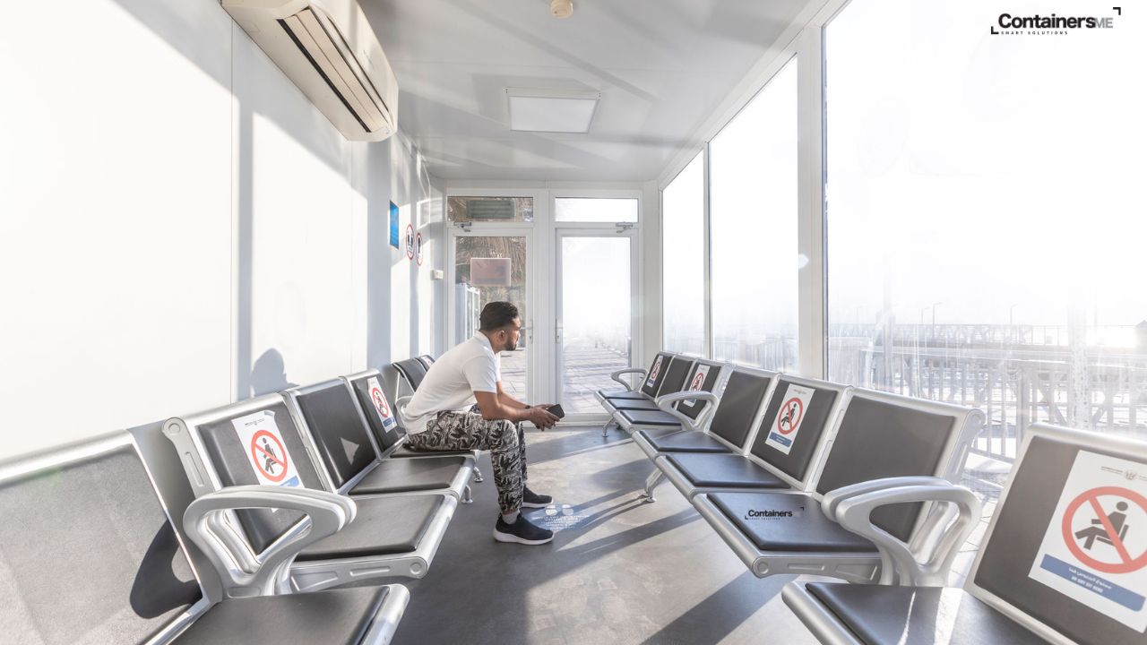 inside of a prefabricated container bus stope made using modular mobile container