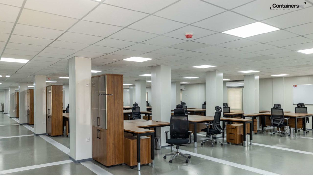 inside of a temporary living quarters made using modular ocntainer