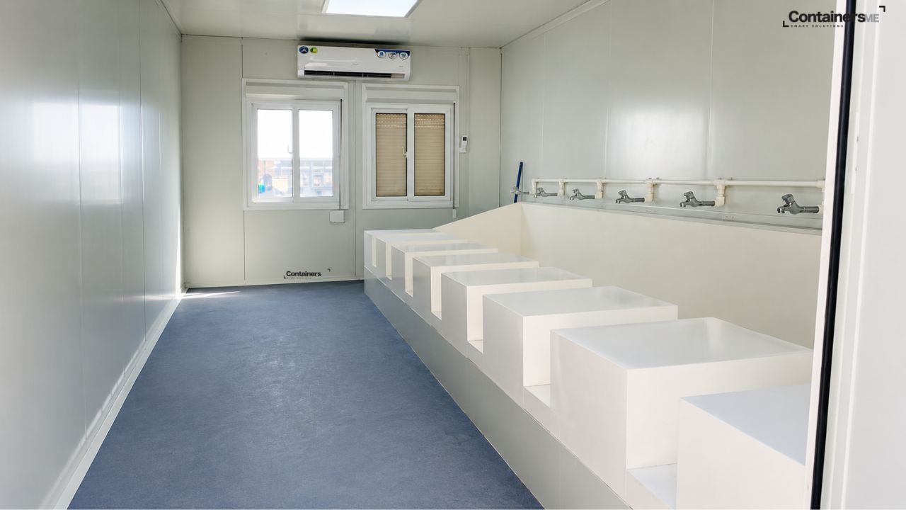 ablution units with wudu installation made using modular mobile container